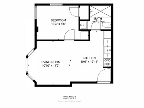 a floor plan of a 1 bedroom floor plan